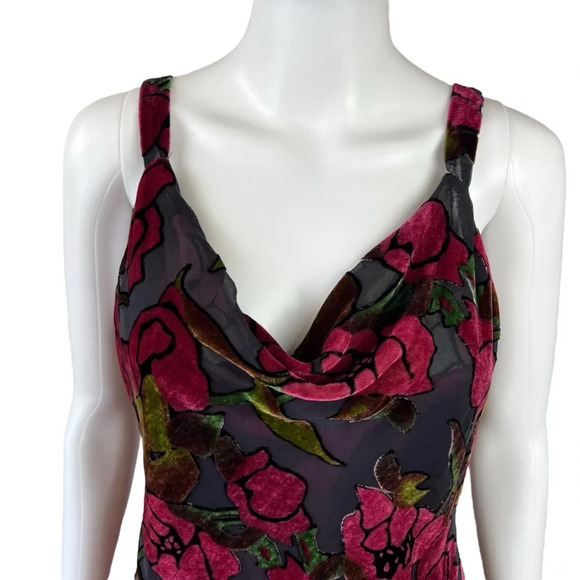 Vintage Bob Mackie Silk Blend Velour Floral Cowl Neck Top - Picture 2 of 10
